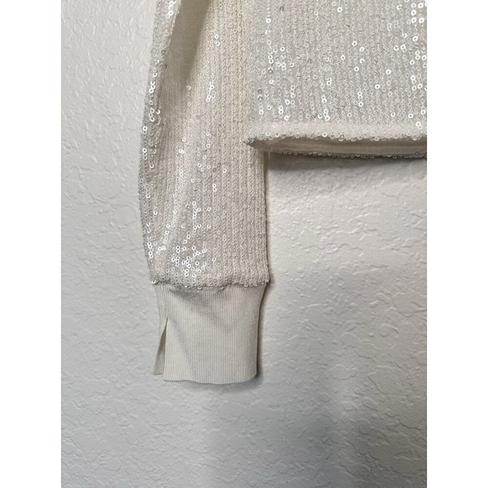 Allsaints Juela Women's White Sequined Stretch Sweater‎ Lined Size Medium - Picture 3 of 6